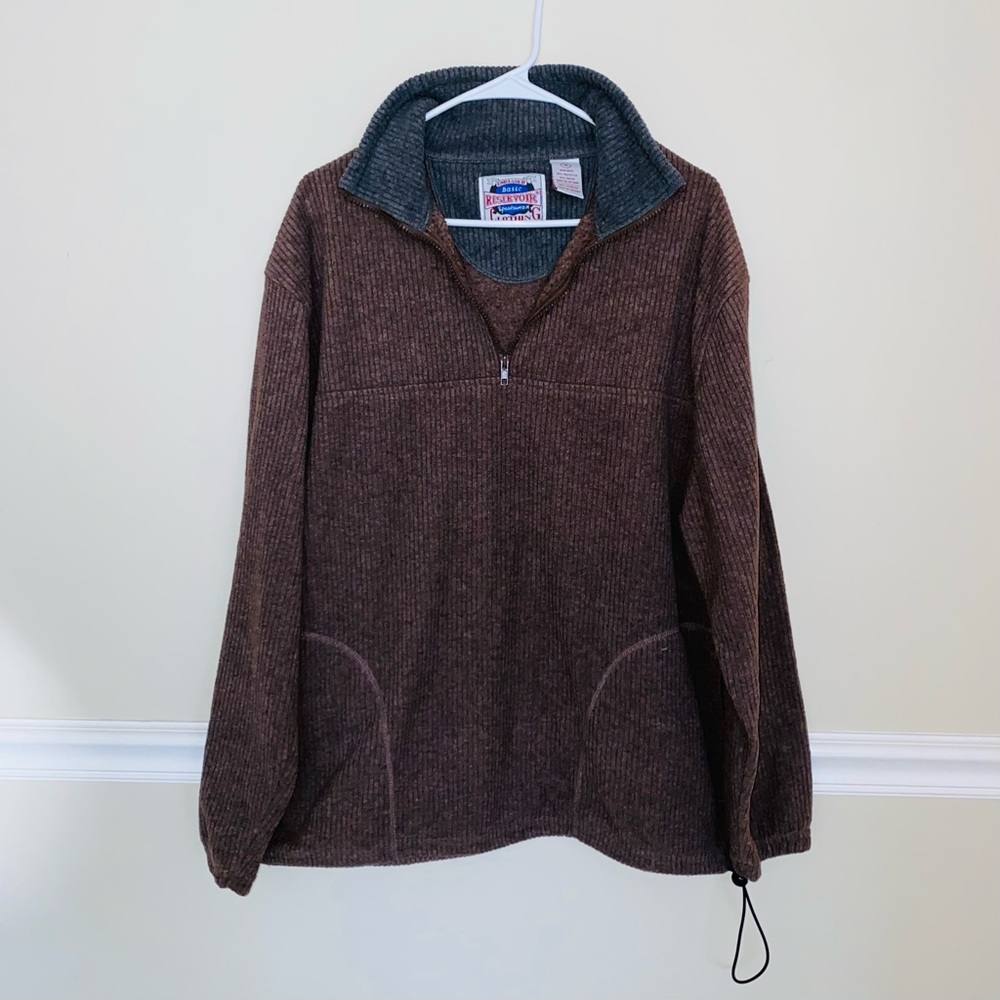 Men’s Brown quarter zip fleece sweatshirt